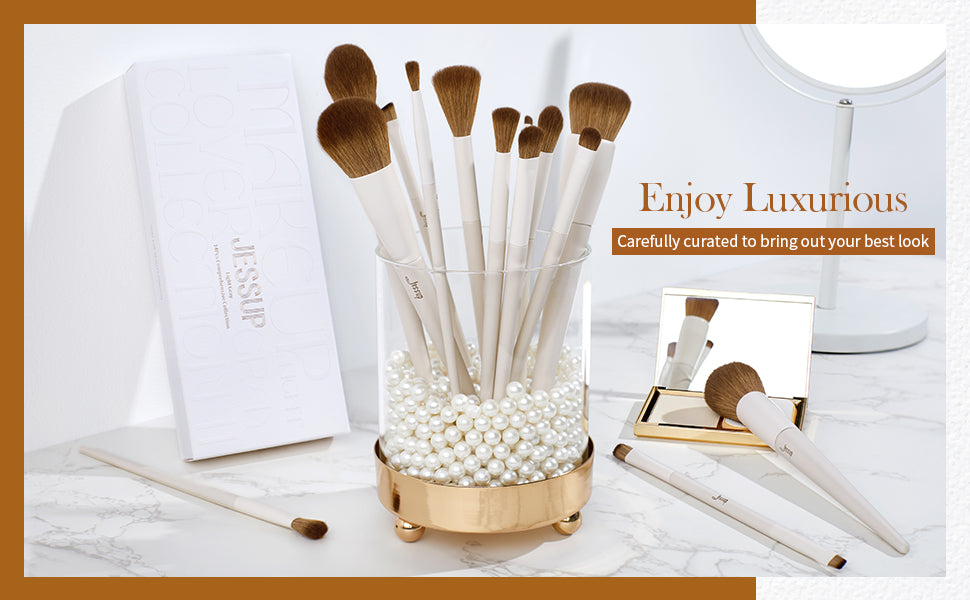 Luxury Light Gray Comprehensive Eye and Face Brush Set 14pcs T329 (7718389350447)