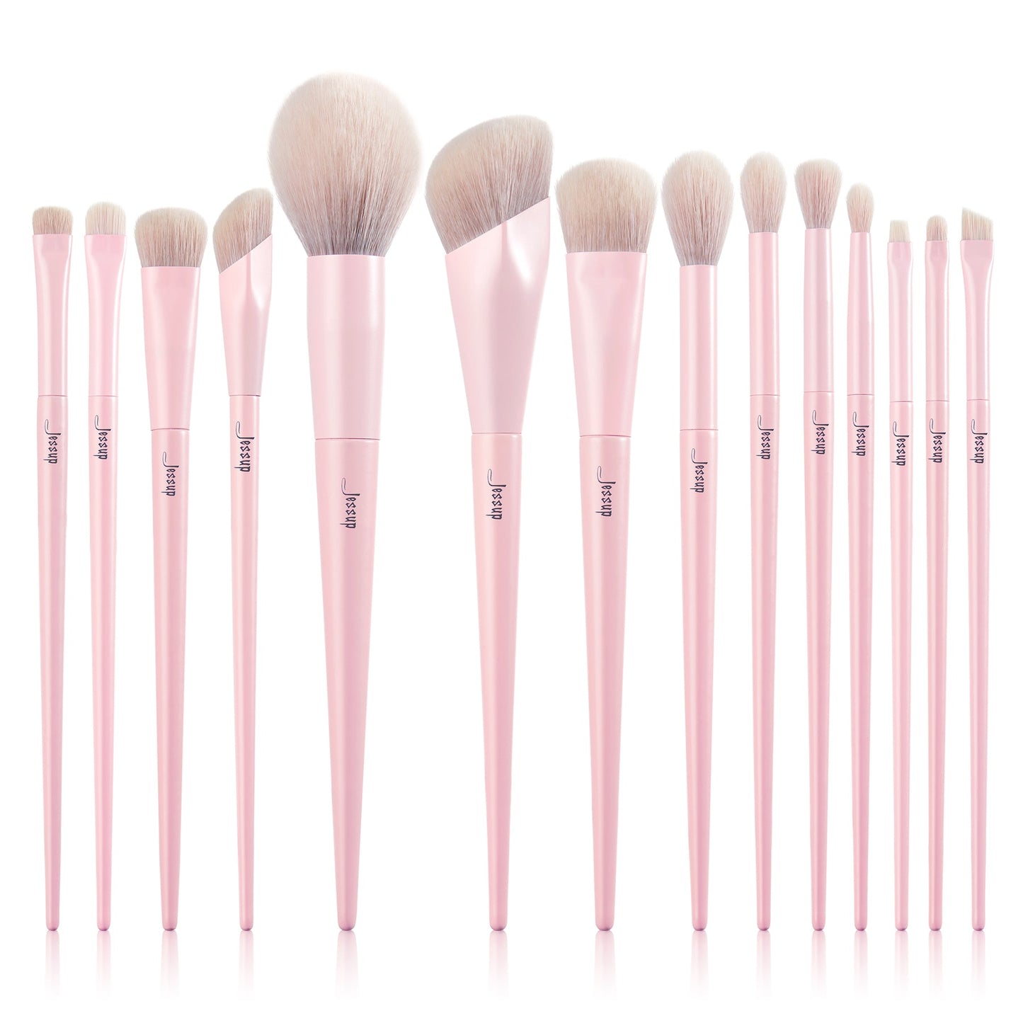 Jessup 14pcs Crystal Pink Makeup Brushes Set Premium Vegan T495 (7718388203567)