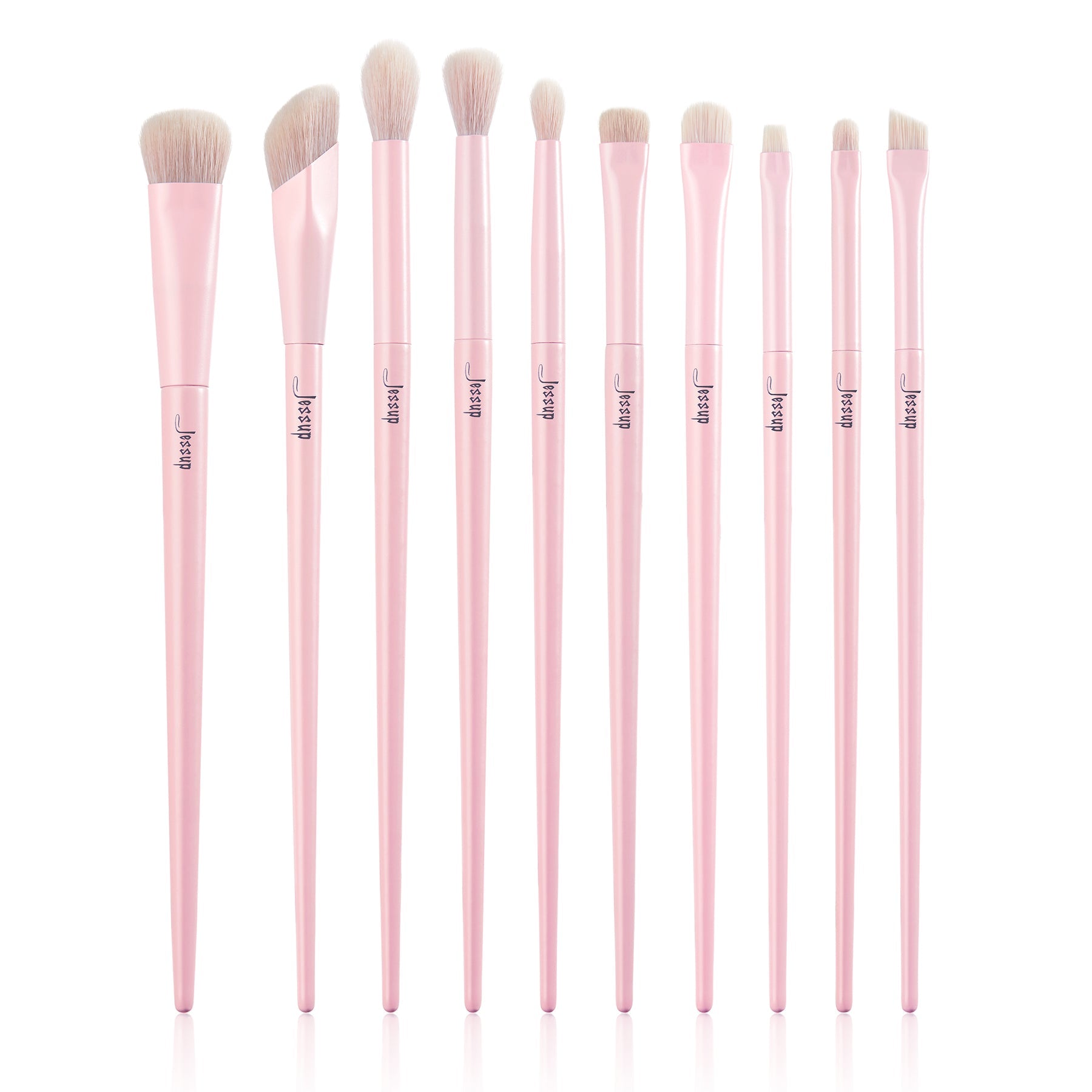 Jessup 10pcs Precise Crystal Pink Makeup Brushes Set Premium Vegan T496 (7718387122223)