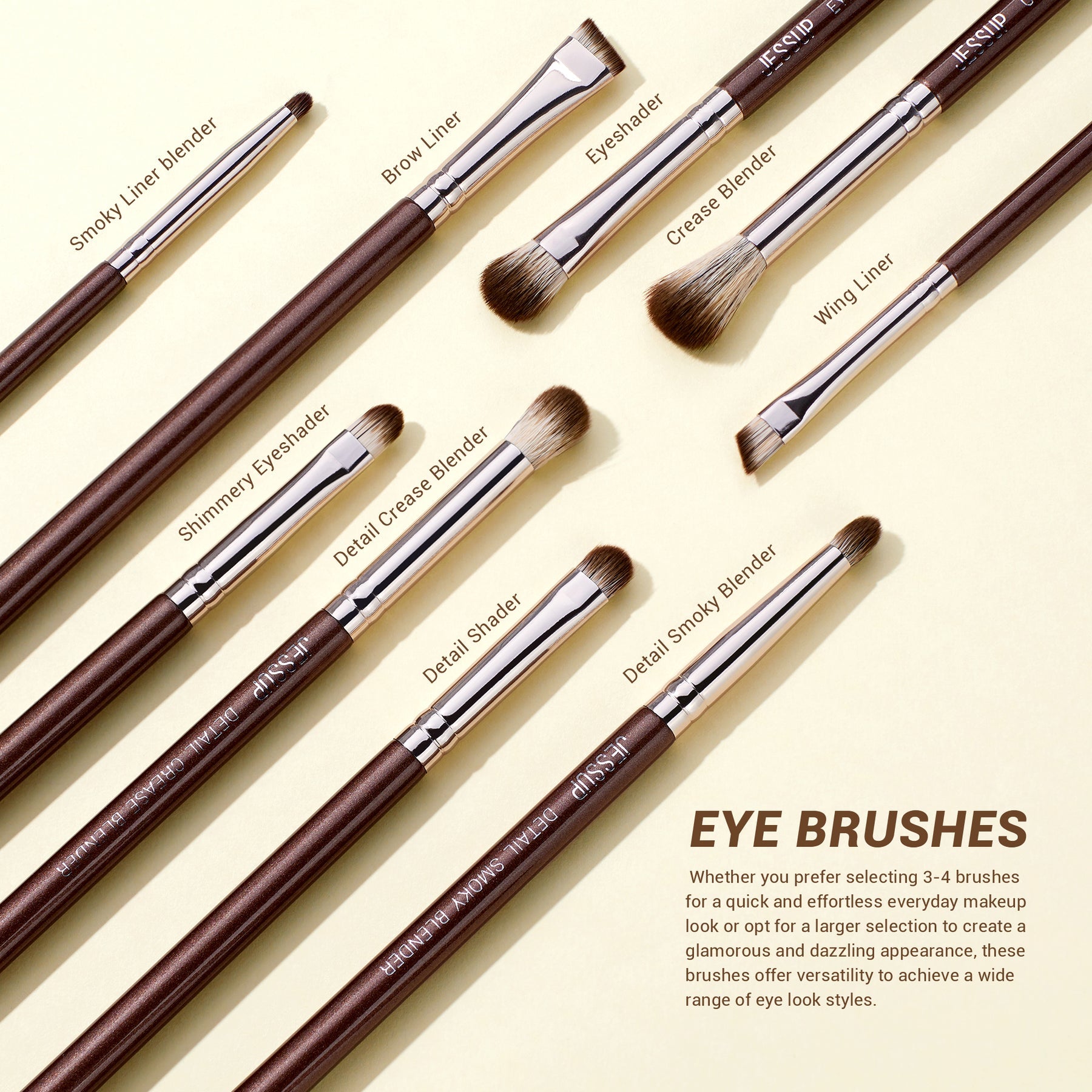 Brown Makeup Brushes Set Professional Premium Synthetic 15pcs T498 (7718378569775) (7718381027375)