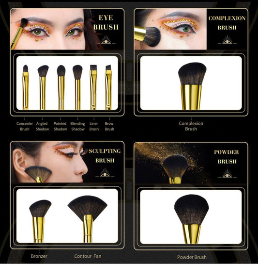 JESSUP T317 - 10pcs Royal Iconic Gold Makeup Brush Set (6755593257007)