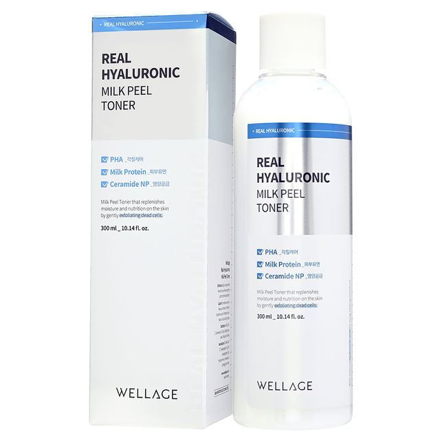 WELLAGE Real Hyaluronic Milk Peel Toner 300mL (7086951825455)